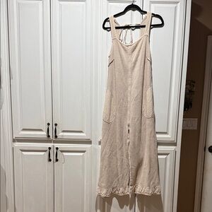 Free People Beige Sleeveless Jumpsuit size small